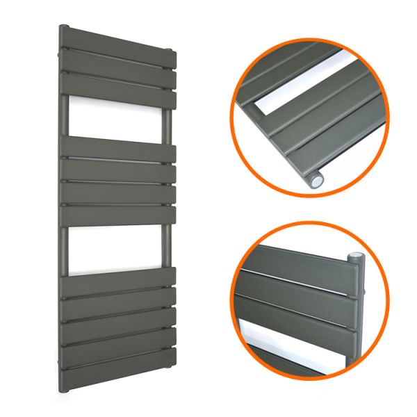 Flat Panel Modern Heated Towel Rail Anthracite 1200mm x 450mm