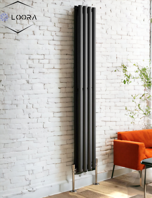 Vertical Designer Oval Column Radiator 1600x236mm Double White & Anthracite