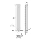 Vertical Designer Oval Column Radiator 1600x236mm Double White & Anthracite