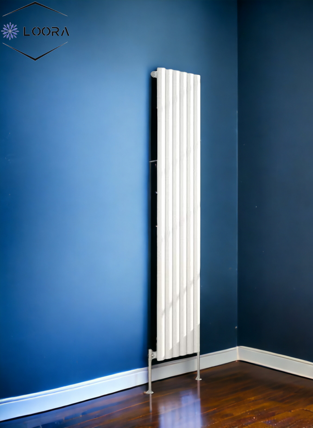 Vertical Designer Oval Column Radiator 1800x354mm Single White & Anthracite