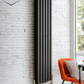 Vertical Designer Oval Column Radiator 1600x354mm Double White & Anthracite