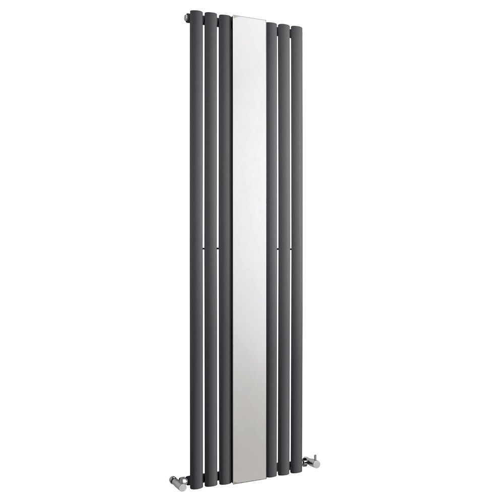 Vertical Designer Mirro Oval Panel Tall Radiator 1800x500mm Single Anthracite