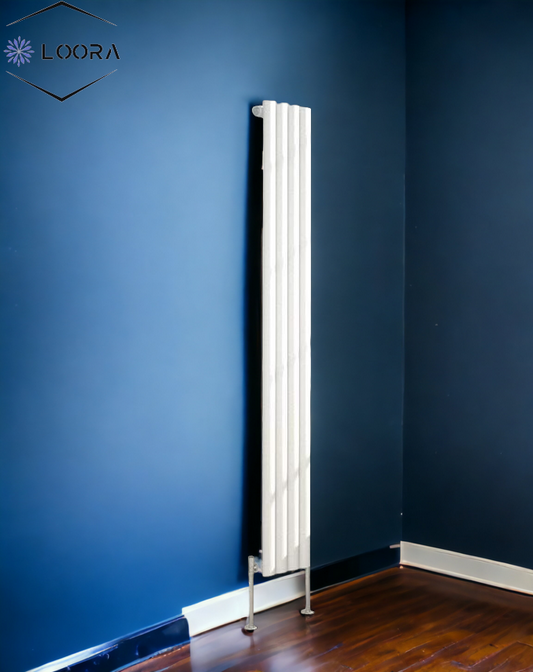 Vertical Designer Oval Column Radiator 1600x236mm Single White & Anthracite