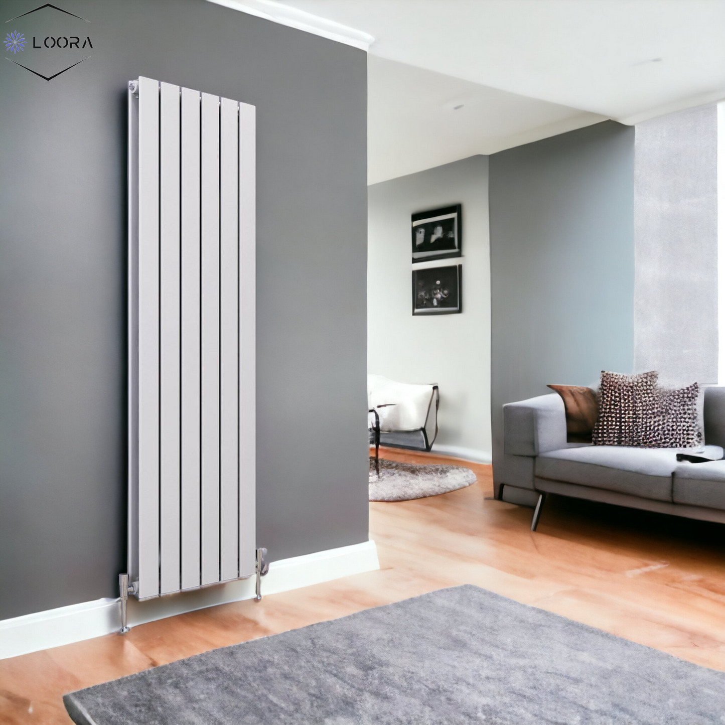 Vertical Designer Flat Panel Tall Radiator 1600x420mm Double White & Anthracite