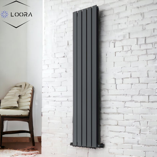 LOORA Vertical Designer Flat Panel Tall Radiator 1800x350mm Double White & Anthracite