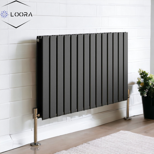 Horizontal Designer Flat Panel Wall Radiator 600x1050mm Double White & Anthracite