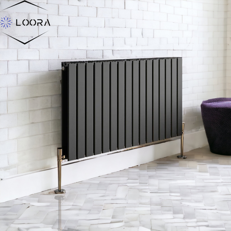 LOORA Horizontal Designer Flat Panel Wall Radiator 600x1190mm Double White & Anthracite