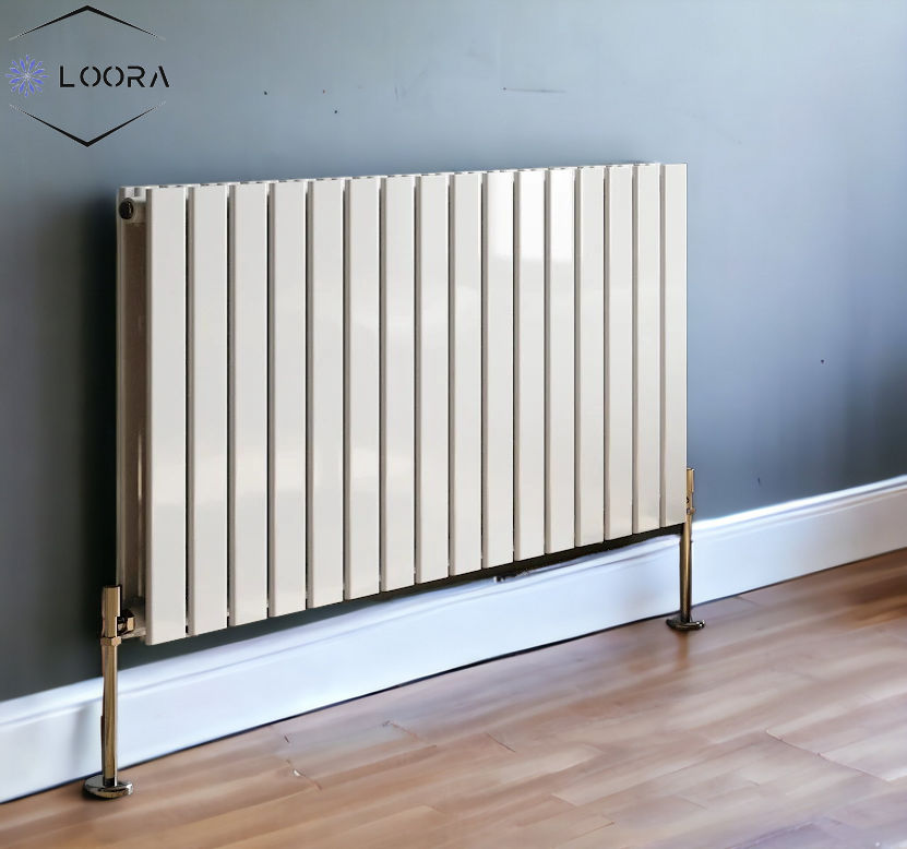 LOORA Horizontal Designer Flat Panel Wall Radiator 600x1190mm Double White & Anthracite