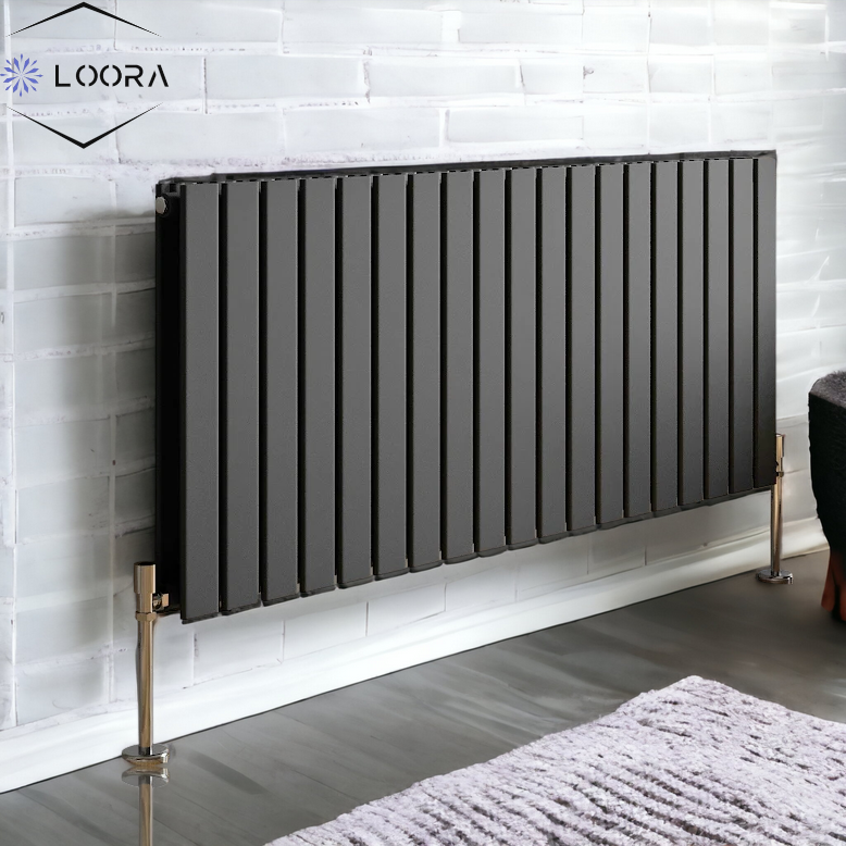 Horizontal Designer Flat Panel Wall Radiator 600x1470mm Double White & Anthracite