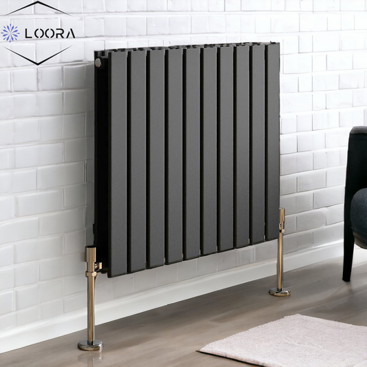 LOORA Horizontal Designer Flat Panel Wall Radiator 600x700mm Double White & Anthracite