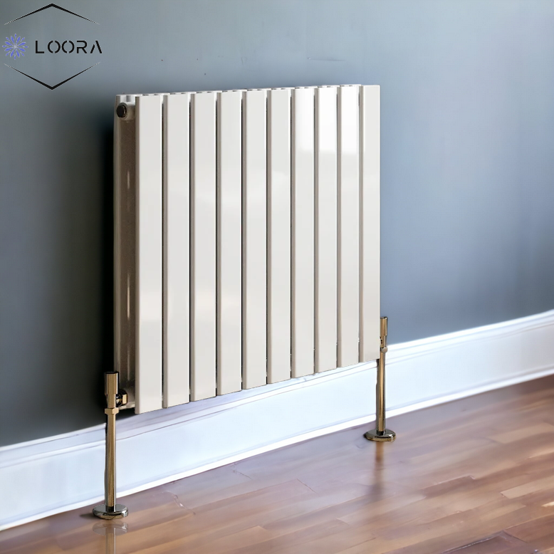 LOORA Horizontal Designer Flat Panel Wall Radiator 600x700mm Double White & Anthracite