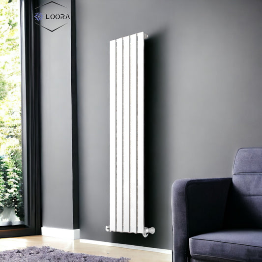 LOORA Vertical Designer Flat Panel Tall Radiator 1600x350mm Single White & Anthracite