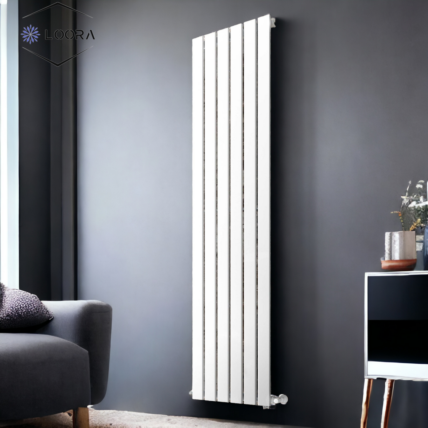 Vertical Designer Flat Panel Tall Radiator 1600x420mm Single White & Anthracite