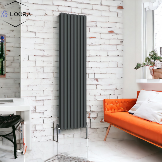 Vertical Designer Oval Column Radiator 1600x472mm Double White & Anthracite