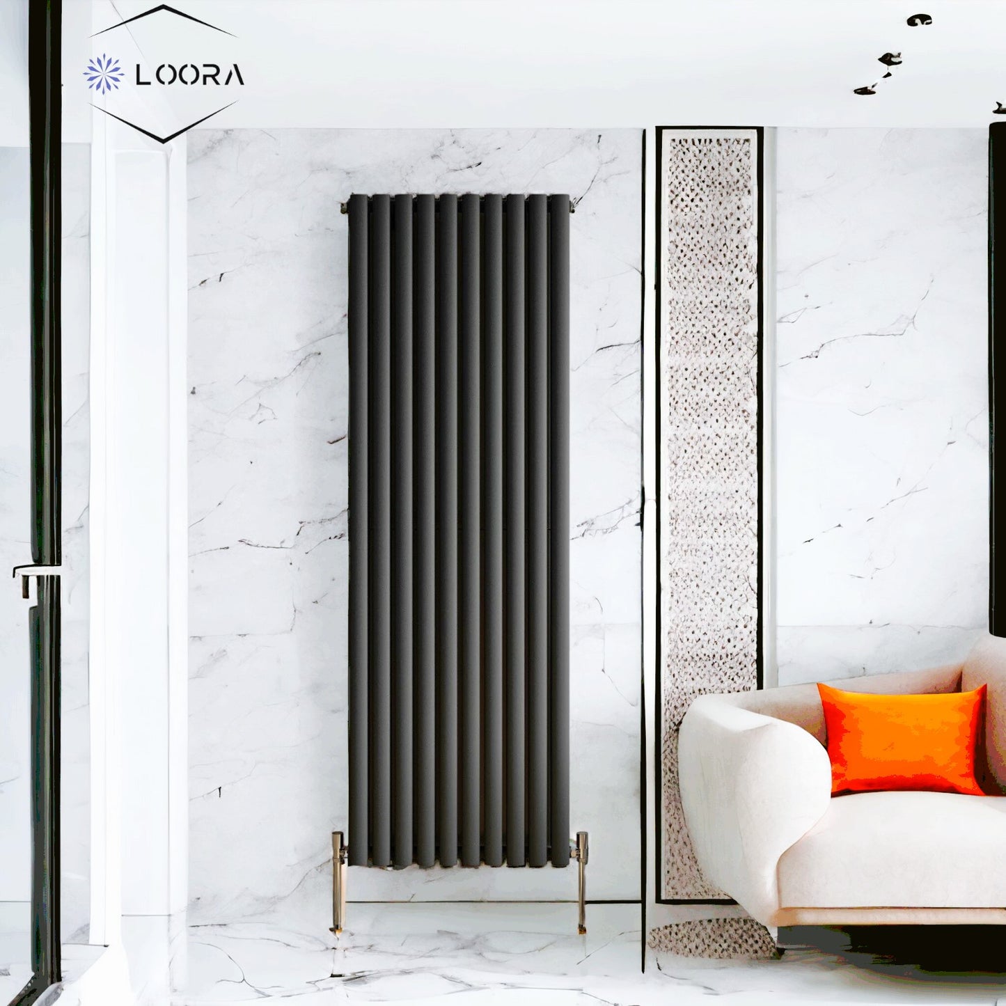 Vertical Designer Oval Column Radiator 1800x590mm Double White & Anthracite