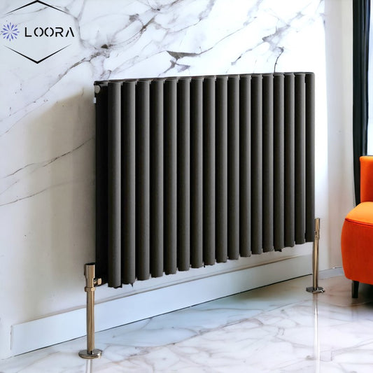 Rex horizontal Double oval designer Radiator 600x1003mm White & Anthrecite