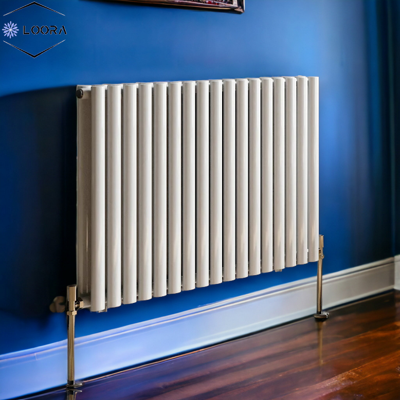 Rex horizontal Double oval designer Radiator 600x1003mm White & Anthrecite