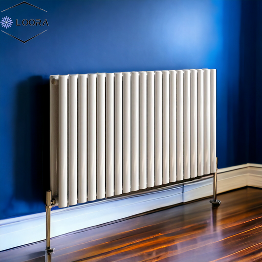 Rex horizontal Double oval designer Radiator 600x1180mm White & Anthrecite