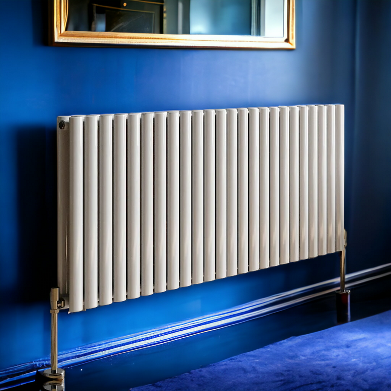 Rex horizontal Double oval designer Radiator 600x1416mm White & Anthrecite