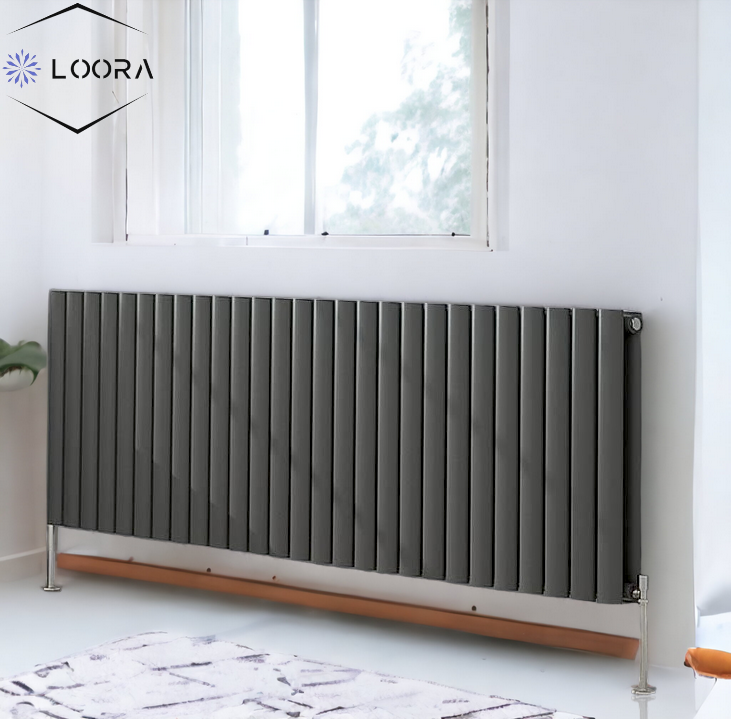 Rex horizontal Double oval designer Radiator 600x1600mm White & Anthrecite