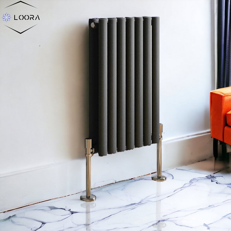 LOORA horizontal  Double oval designer Radiator 600x413mm White & Anthrecite