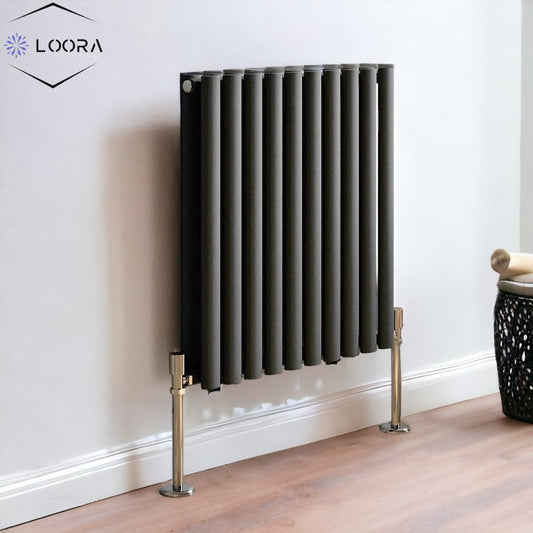 Rex horizontal  Double oval designer Radiator 600x590mm White & Anthrecite