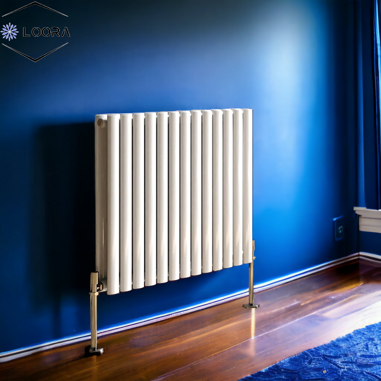 Rex horizontal Double oval designer Radiator 600x767mm White & Anthrecite