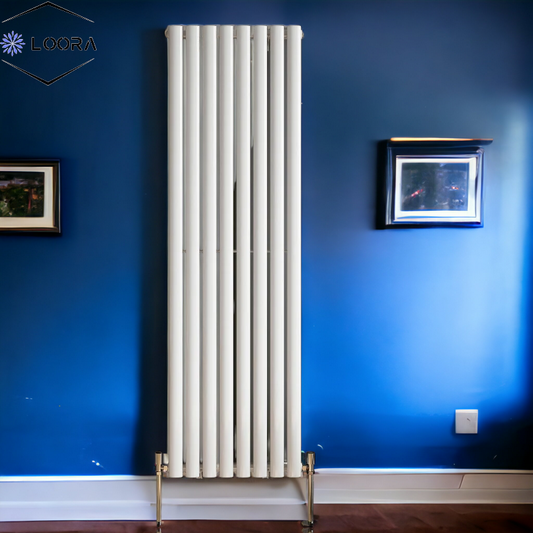 Vertical Designer Oval Column Radiator 1800x472mm Double White & Anthracite