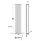 Vertical Designer Oval Column Radiator 1800x354mm Single White & Anthracite