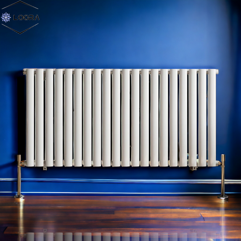 Rex horizontal Single oval designer Radiator 600x1180mm White & Anthrecite