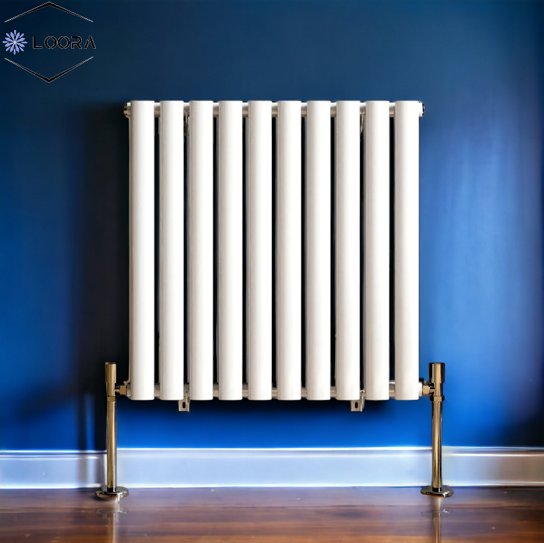 Rex horizontal  Single oval designer Radiator 600x590mm White Anthrecite