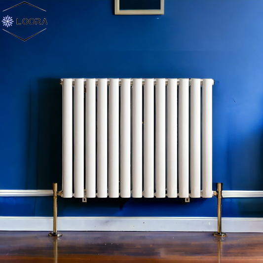 Rex horizontal Single oval designer Radiator 600x767mm White & Anthrecite